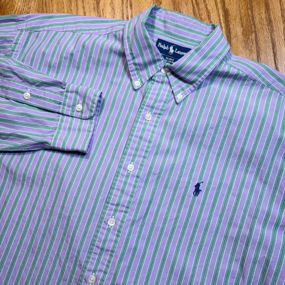Polo‎ Ralph Lauren Blake Shirt Men's XL Blue Vertical Stripe Button Down